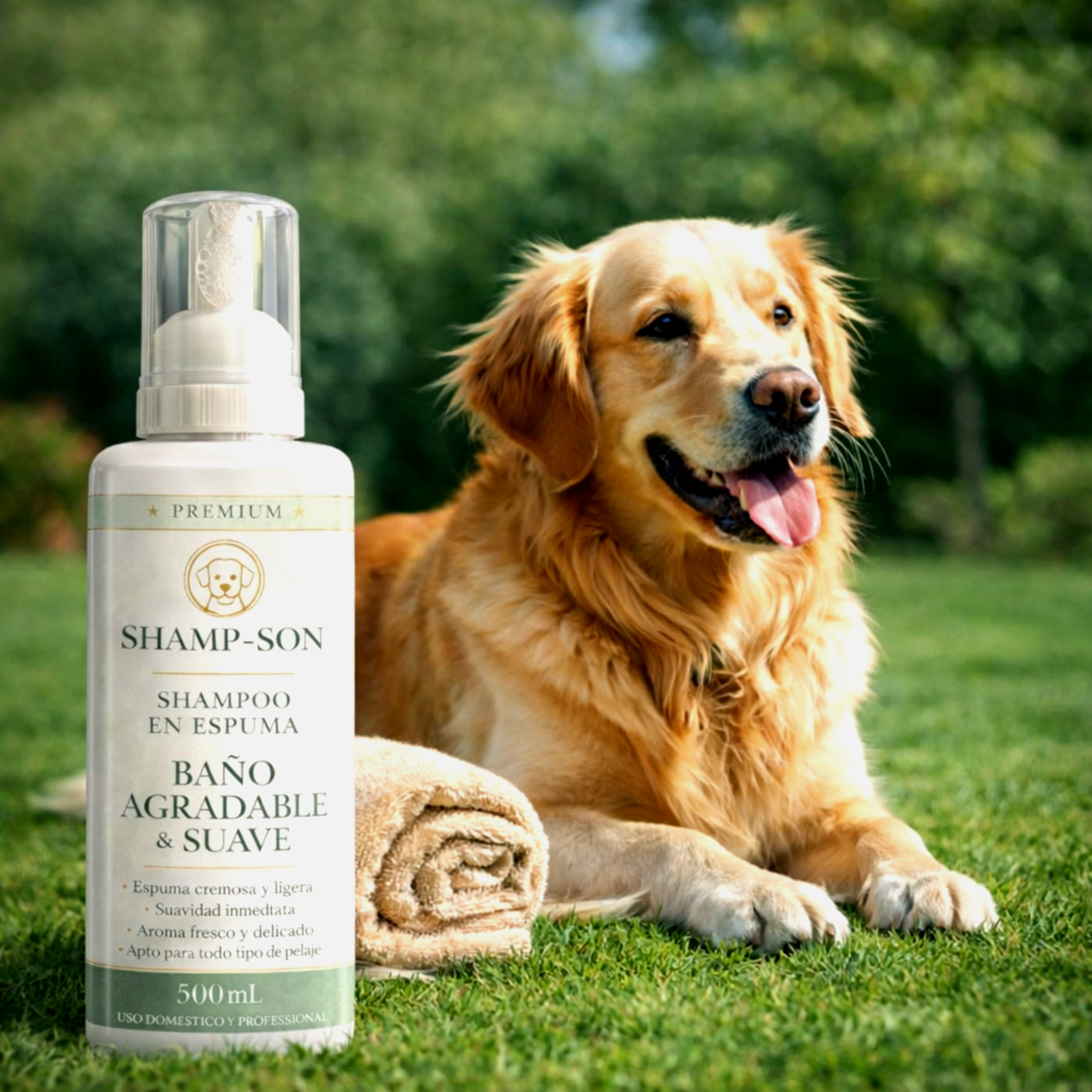 Golden Retriever con shampoo SHAMP-SON